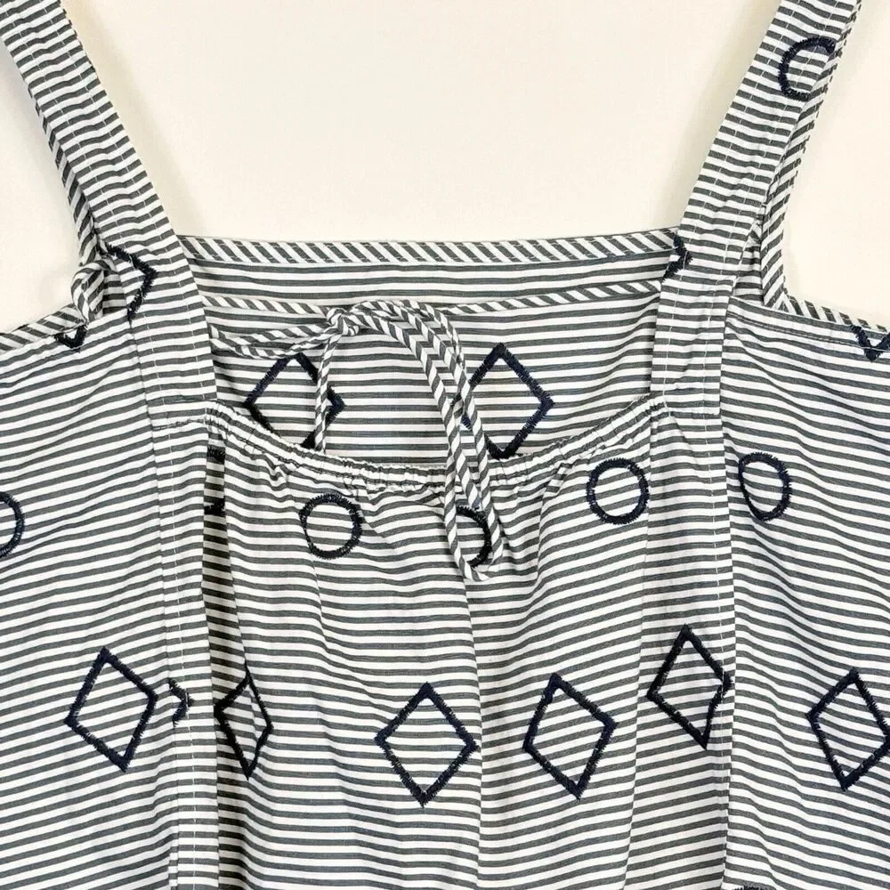 Madewell Blue White Stripe Cut Out Cropped Sleeveless Shirt Top Women's‎ 8 - Picture 5 of 6